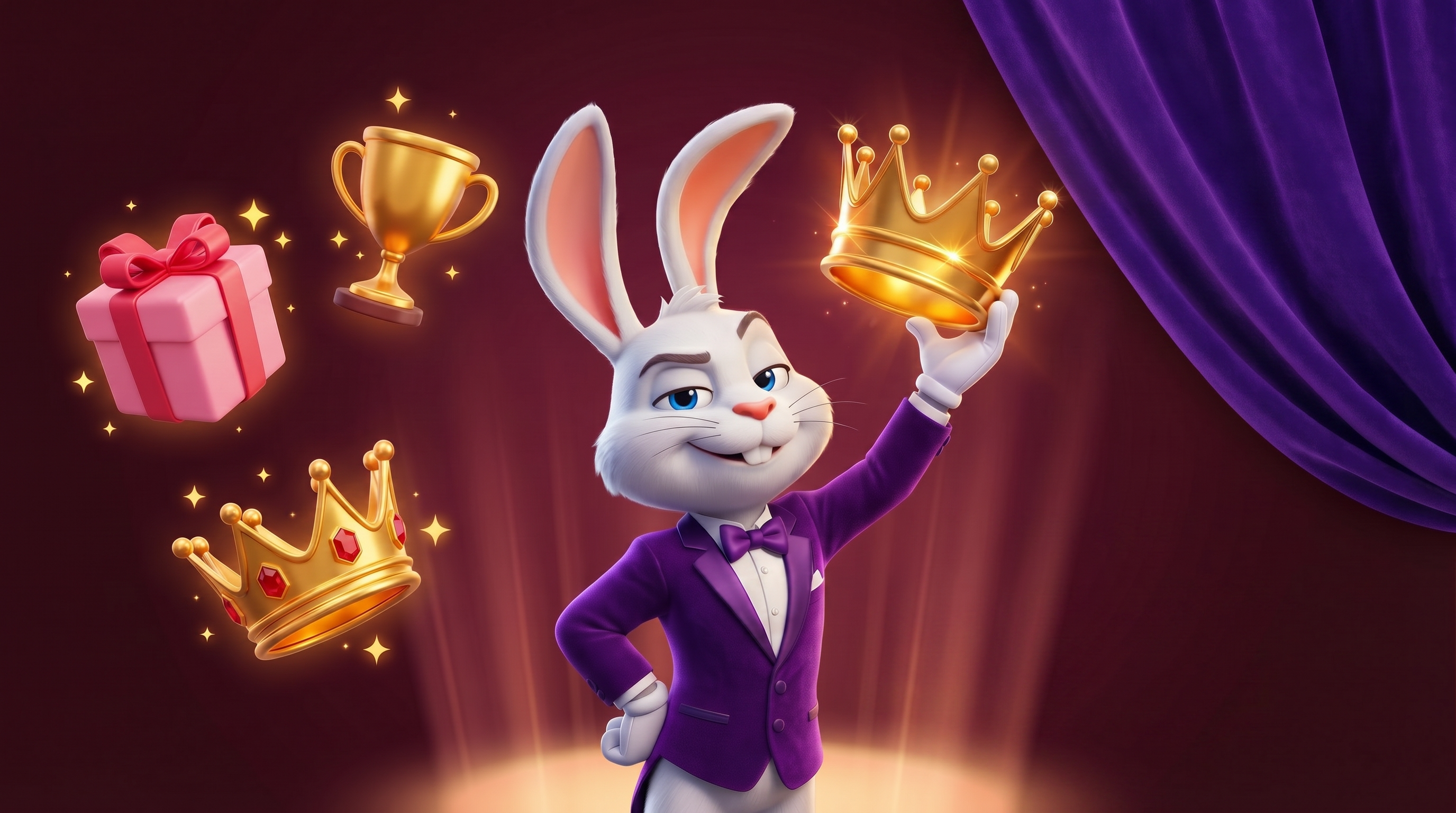 Magius Casino — rabbit magician on stage